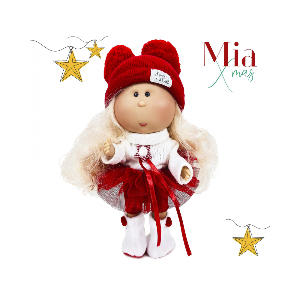 Papusa Nines D'Onil, Mia Craciun, cu parul blond, cu miros de vanilie, 30 cm [1]