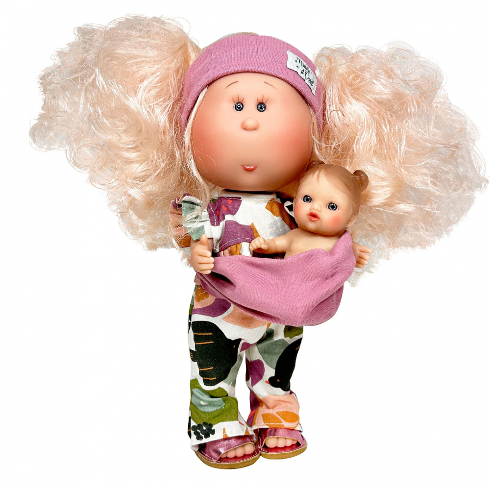 Papusa Nines D'Onil, Mia, cu parul blond, cu bebe, cu articulatii, cu miros de vanilie, 30 cm [1]