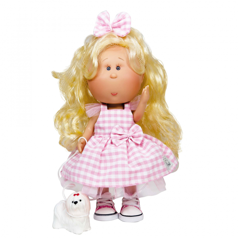 Papusa Nines D'Onil, Mia, cu parul blond, cu catel, cu articulatii, cu miros de vanilie, 30 cm [1]