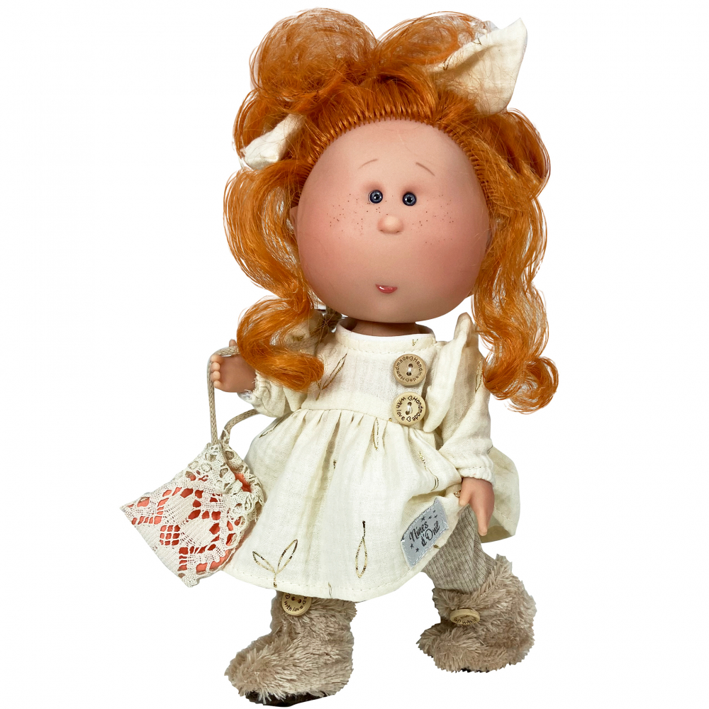 Papusa Nines D'Onil, Mia, cu parul roscat prins, cu articulatii, cu miros de vanilie, 30 cm [1]