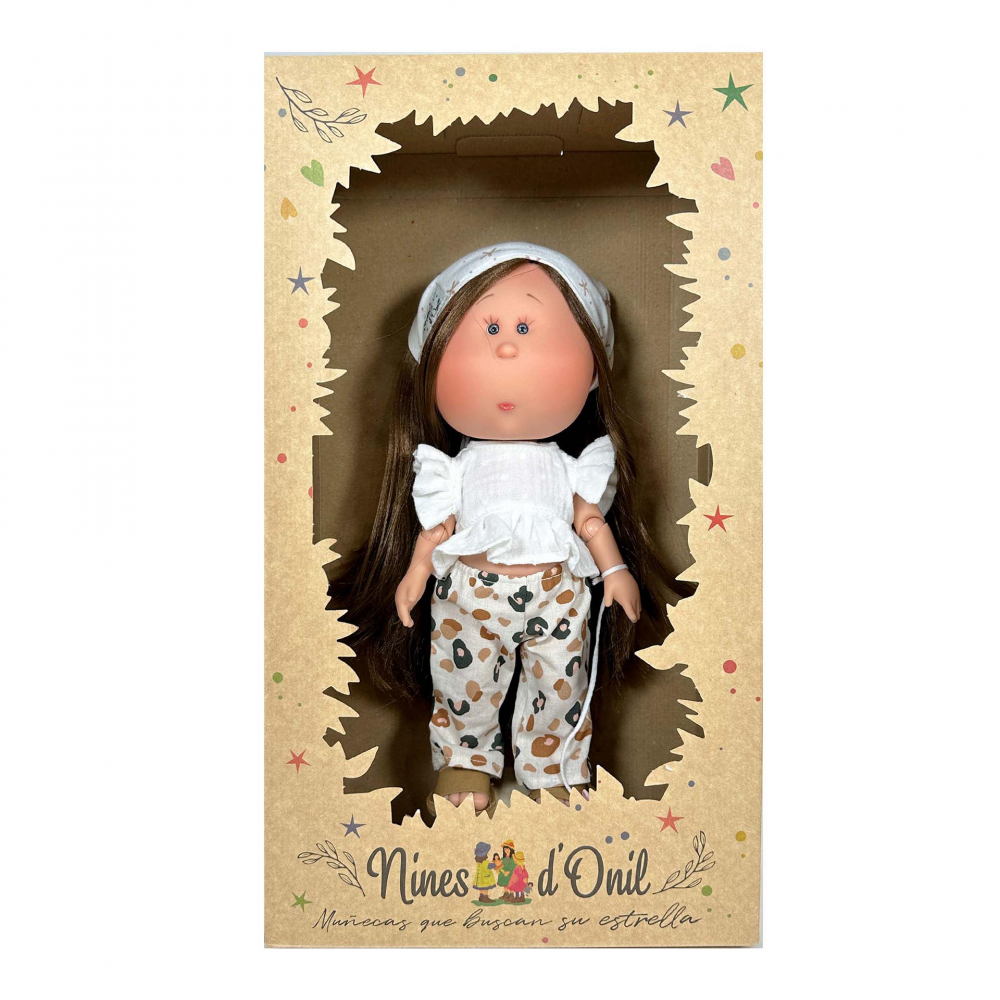 Papusa Nines D'Onil, Mia, cu parul saten drept, cu catel, cu articulatii, cu miros de vanilie, 30 cm [6]