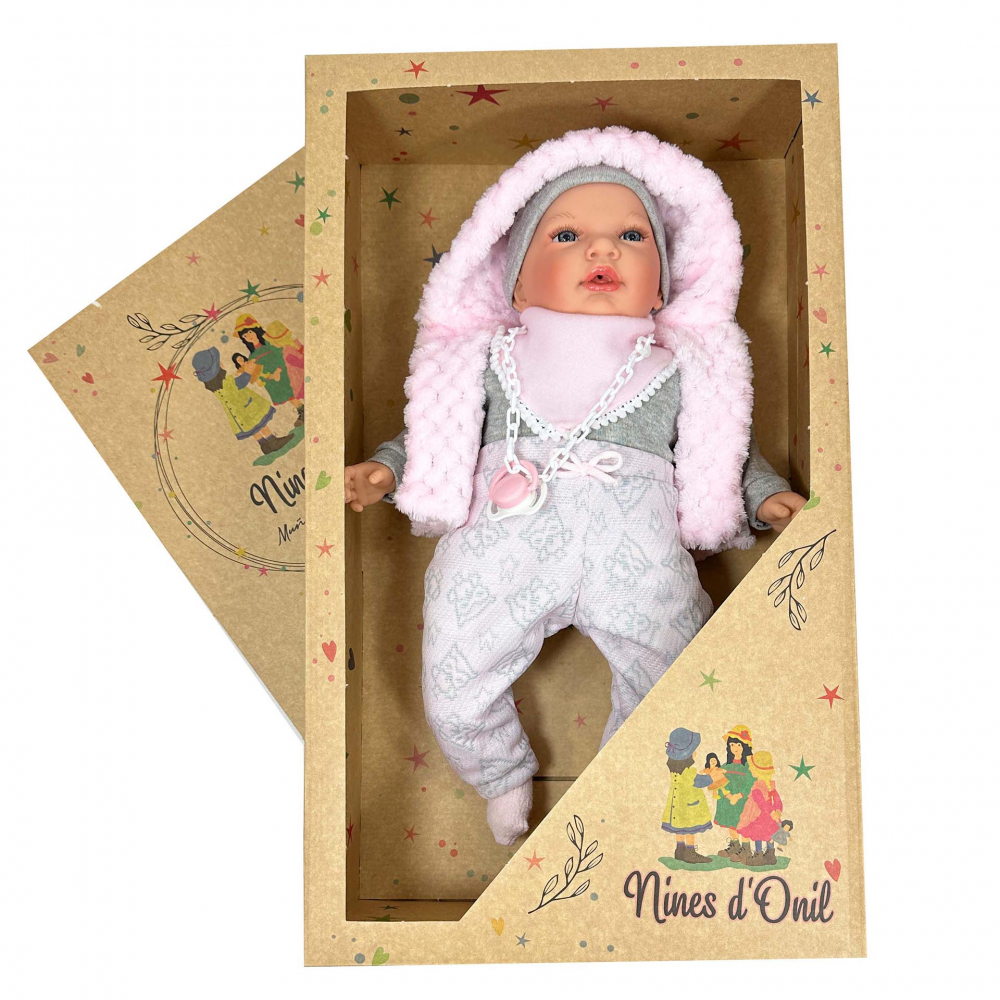 Papusa Nines D'Onil, Snow, nou-nascut, cu sunete, cu miros de vanilie, ambalata in saculet, 45 cm [3]