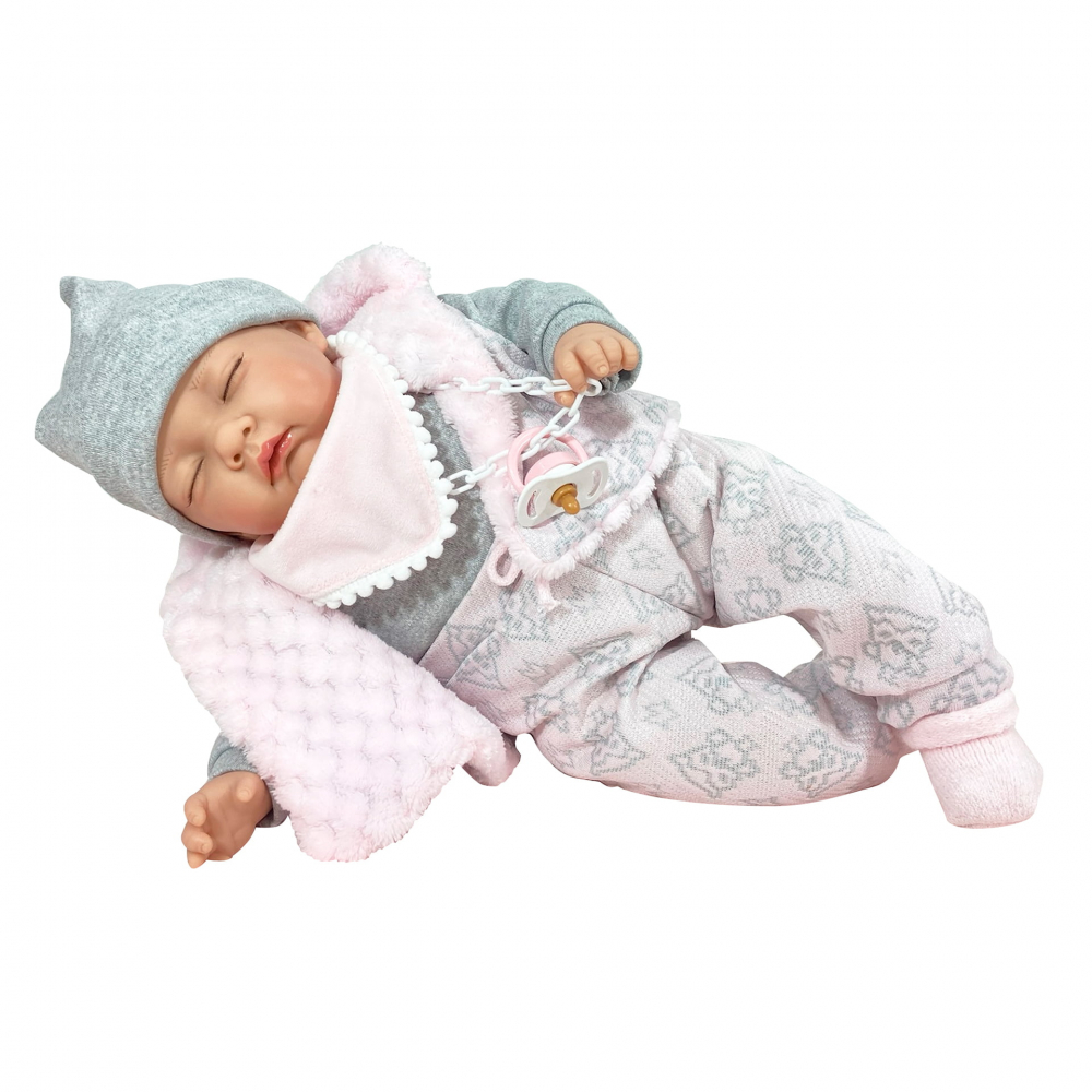 Papusa Nines D'Onil, Snow, nou-nascut, cu sunete, cu ochii inchisi, ambalata in cutie, cu miros de vanilie, 45 cm [1]