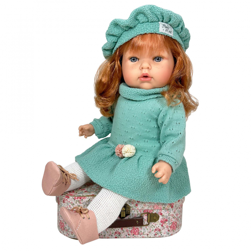 Papusa Nines D'Onil, Tita Lana, cu sunete, cu parul roscat, cu rochie menta, cu miros de vanilie, 45 cm [1]