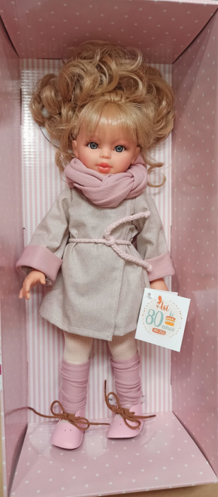 Papusa Sabrina Blonda cu Hainuta si Fular Roz, 40cm [4]