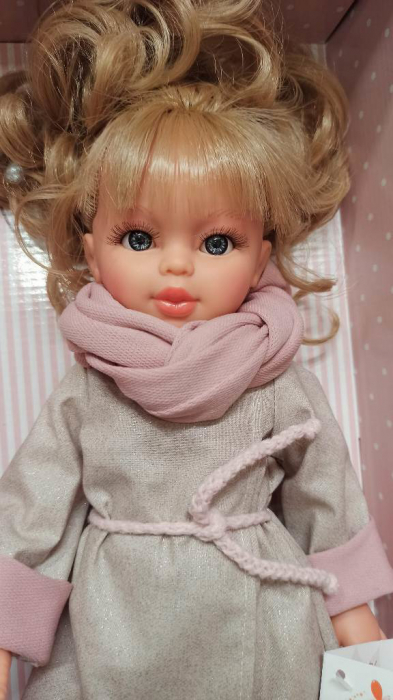 Papusa Sabrina Blonda cu Hainuta si Fular Roz, 40cm [3]