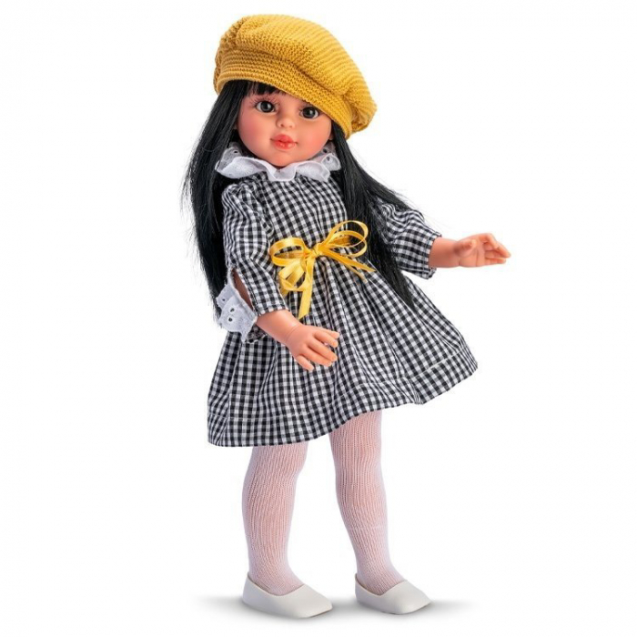 Papusa Sabrina Bruneta cu Rochita si Bascuta Galbena 40cm [1]