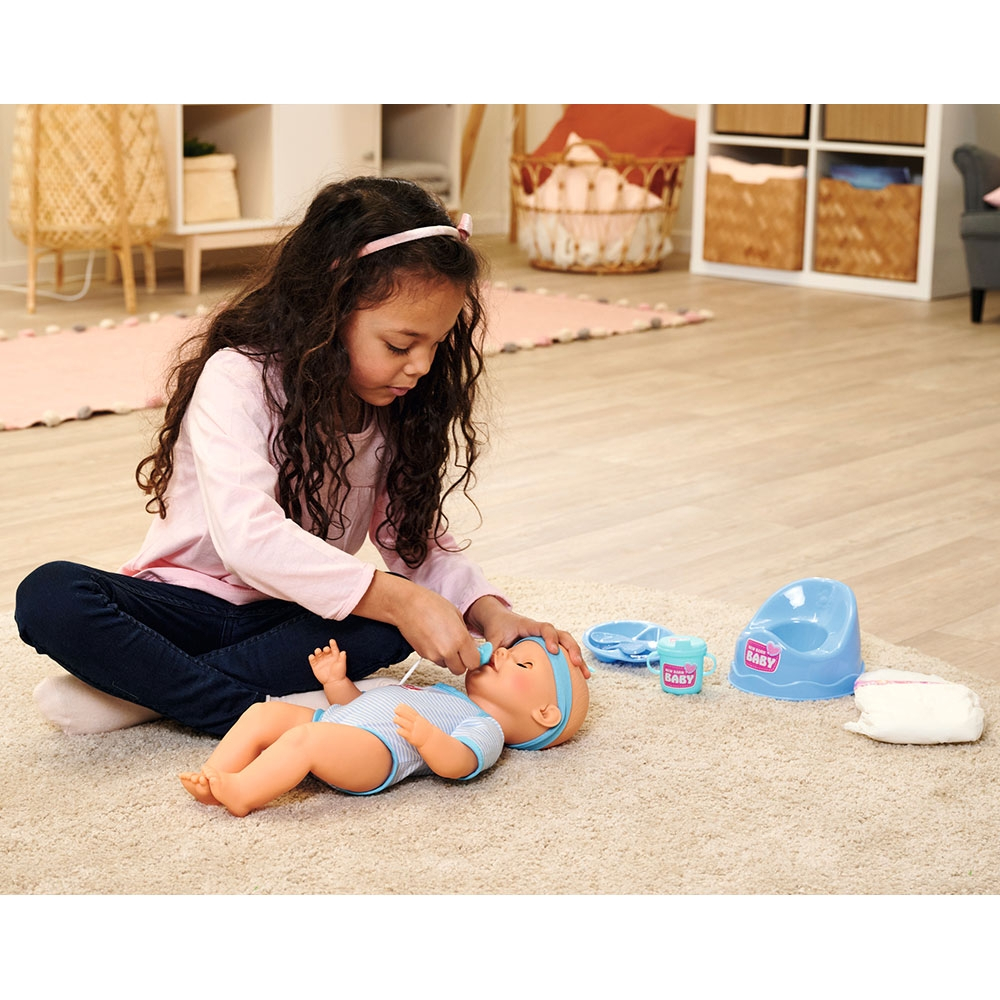 Papusa Simba New Born Baby, Baby Doll 43 cm cu accesorii albastru [8]