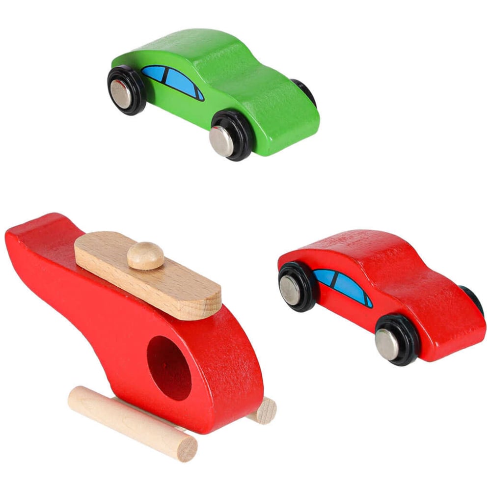 Parcare Supraetajata Lemn 3 Etaje cu Lift, Masinute si Elicopter | Garaj Lemn Copii [5]