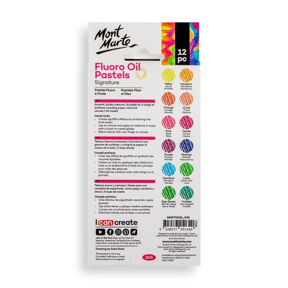 Pastel ulei fluoro Mont Marte 12 buc/set [2]