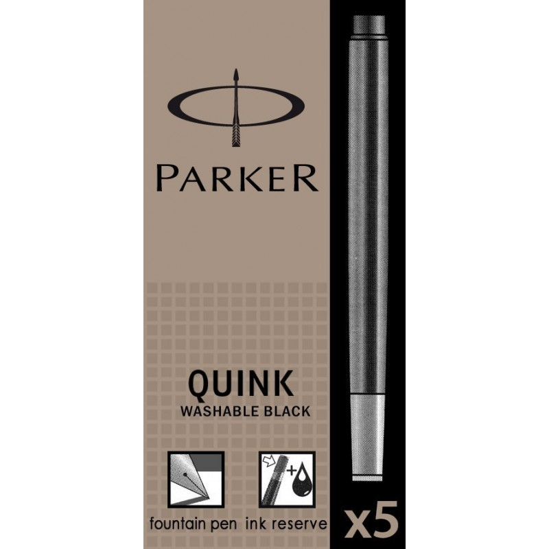 Patroane cerneala lungi (rezerve) Parker Quink, cerneala neagra, set 5 buc [2]
