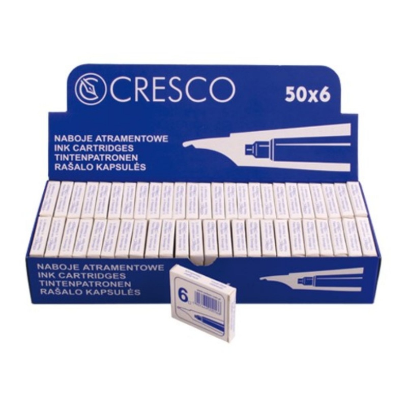Patroane cerneala scurte (rezerve) Cresco 80021, cerneala albastra, set 6 buc [2]