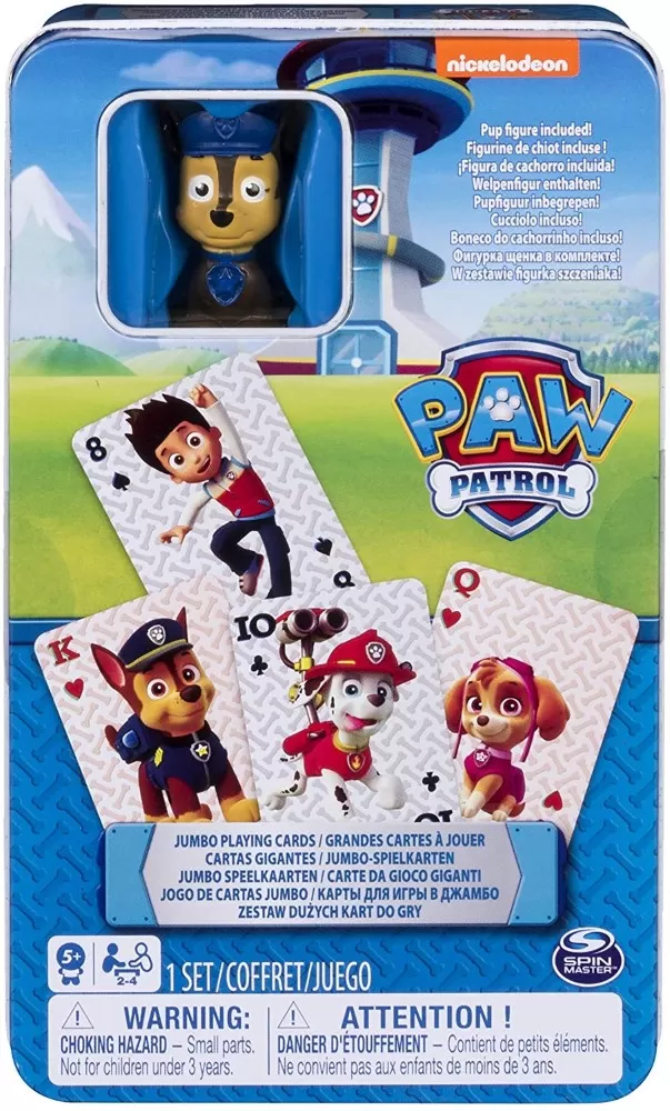  patrula catelusilor carti de joc jumbo cu figurina in cutie de metal, copii 6 ani pana la +15 ani [1]