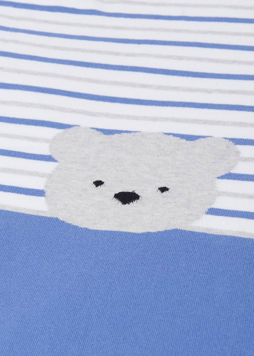 Patura pentru bebe baieti, din bumbac sustenabil, Urs, Albastru [6]