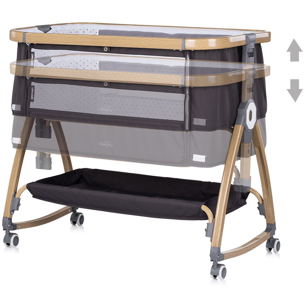 Patut co-sleeper Chipolino Charisma cu laterala culisanta charcoal wood [4]