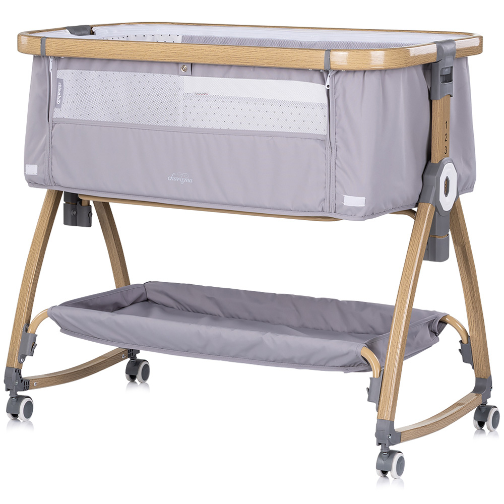 Patut co-sleeper Chipolino Charisma cu laterala culisanta platinum wood [2]