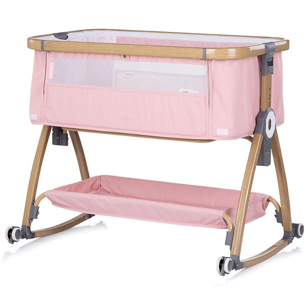 Patut co-sleeper Chipolino Charisma cu laterala culisanta powder pink wood [6]