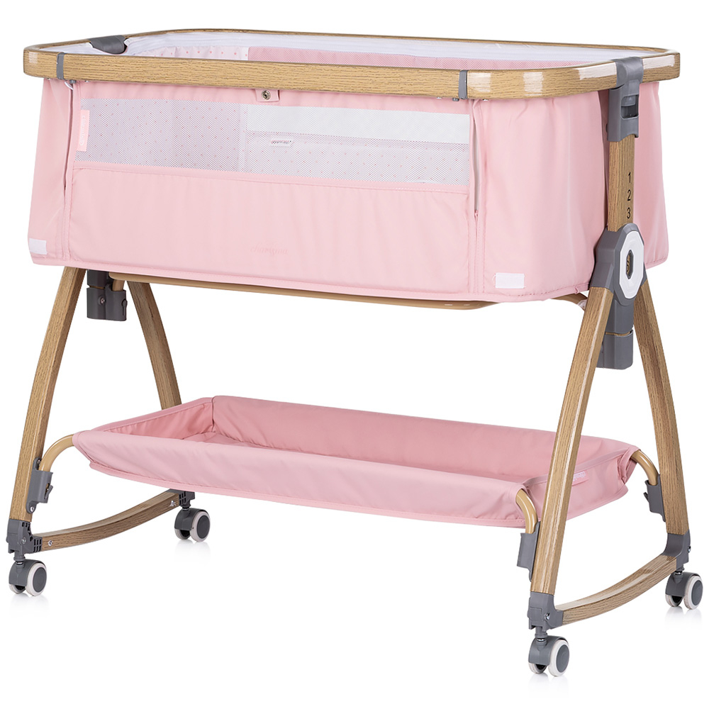 Patut co-sleeper Chipolino Charisma cu laterala culisanta powder pink wood [2]