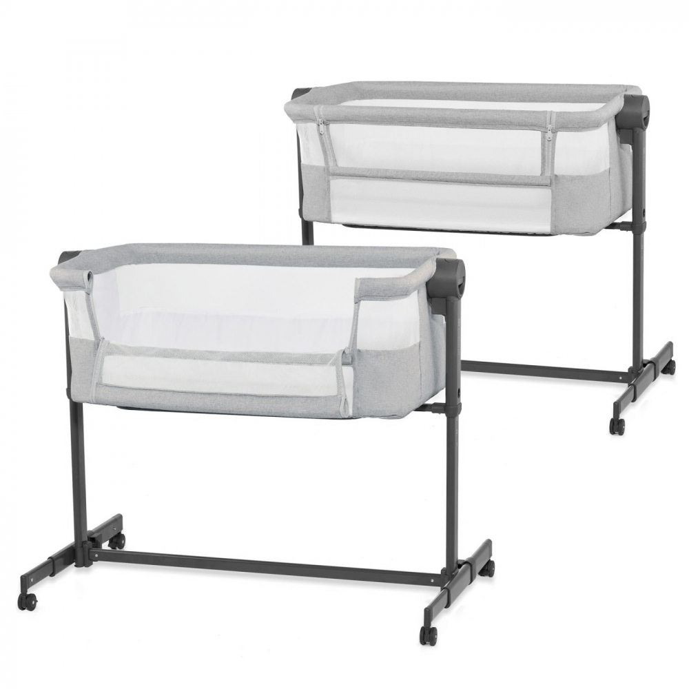 Patut co-sleeper kinderkraft neste up 2, gri deschis, varsta de la 0 luni la 9 luni [2]