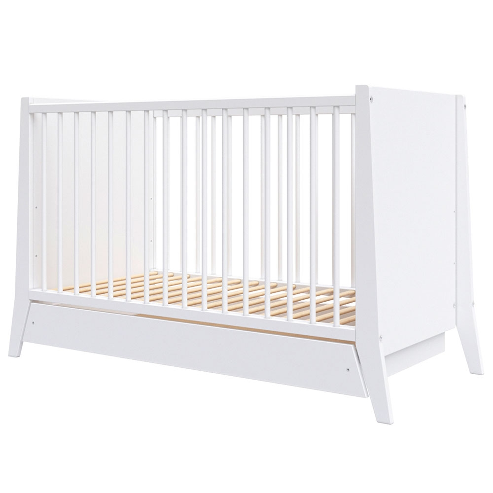Patut copii din lemn Hubners Cosmo 120x60 cm alb cu sertar [1]