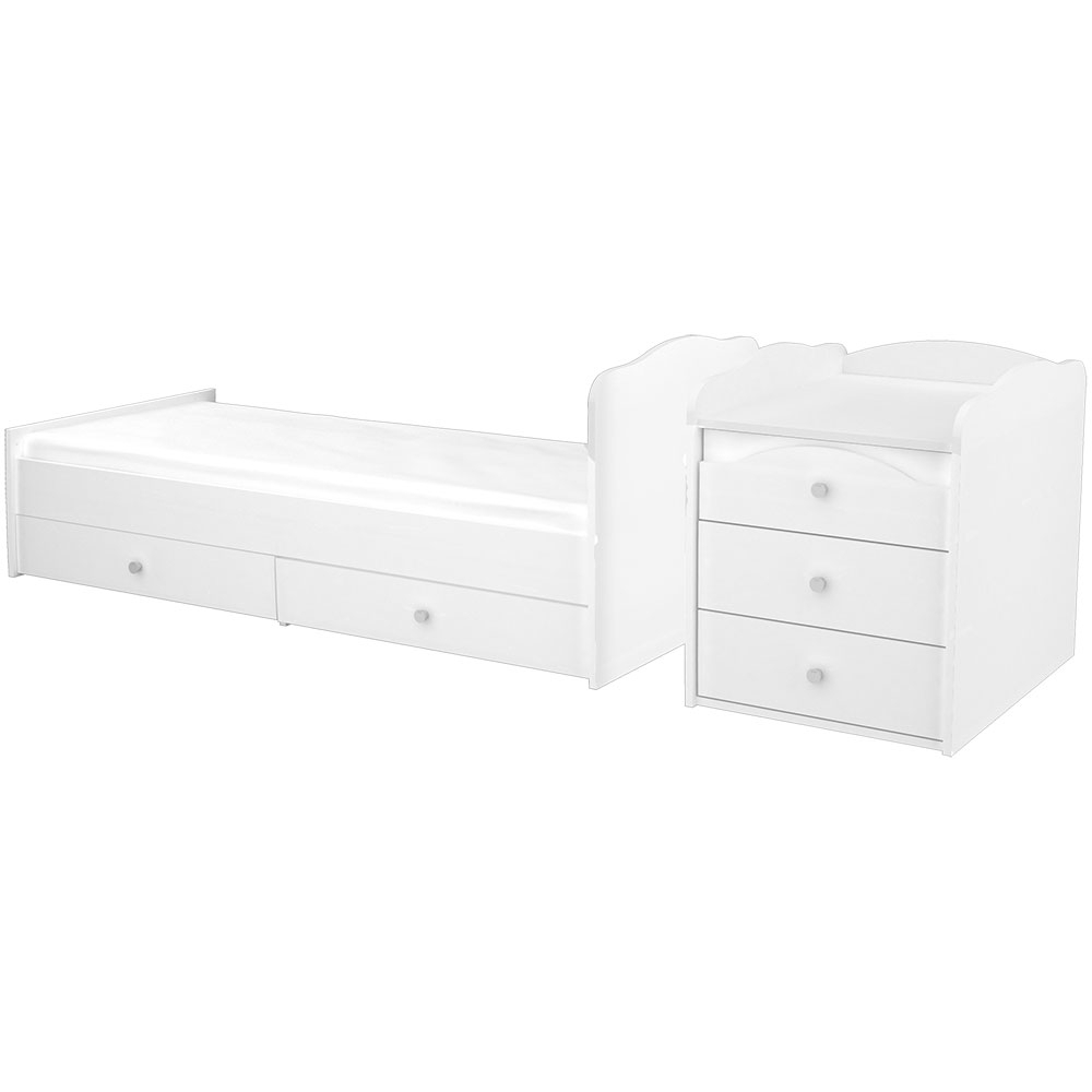 Patut copii transformabil din lemn cu 5 sertare Hubners Matei Maxi Kombi 120x70 cm alb [4]