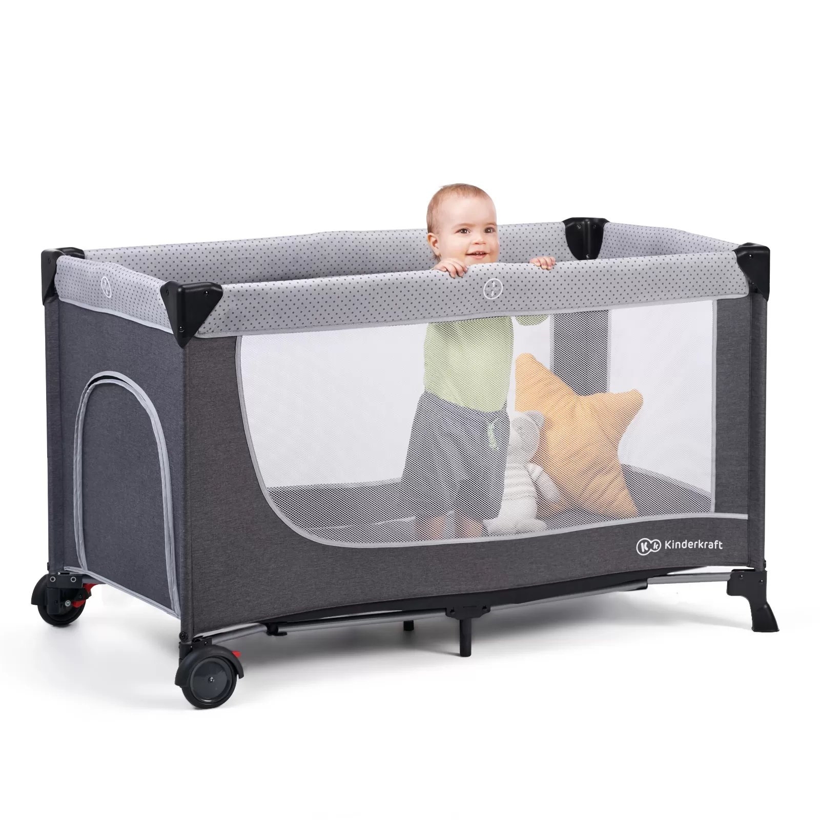 Patut de calatorie kinderkraft leody, cu accesorii, grey, varsta de la 0 luni la 3 ani [3]