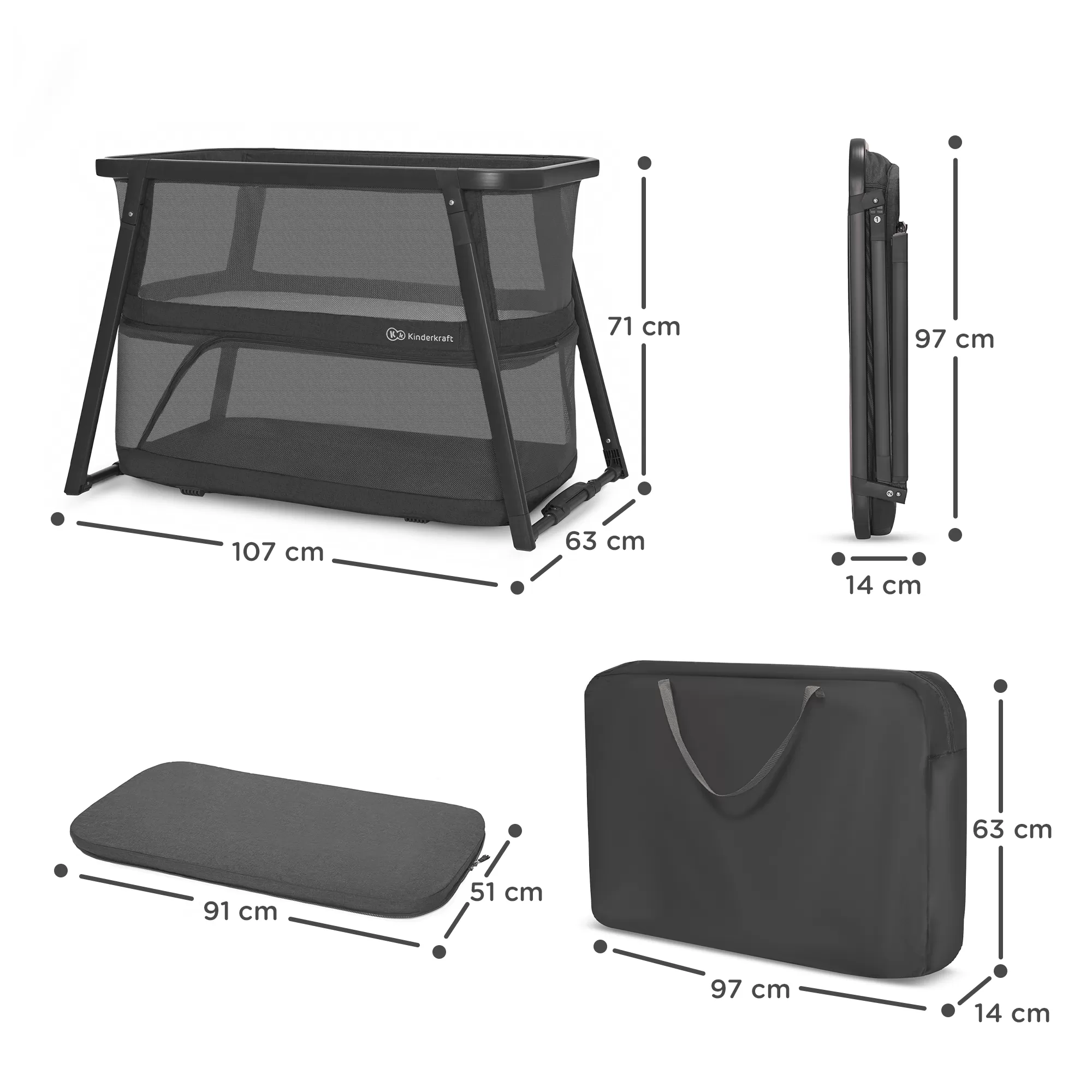 Patut de calatorie kinderkraft sofi plus, 4 in 1, grey, varsta de la 0 luni la 3 ani [7]