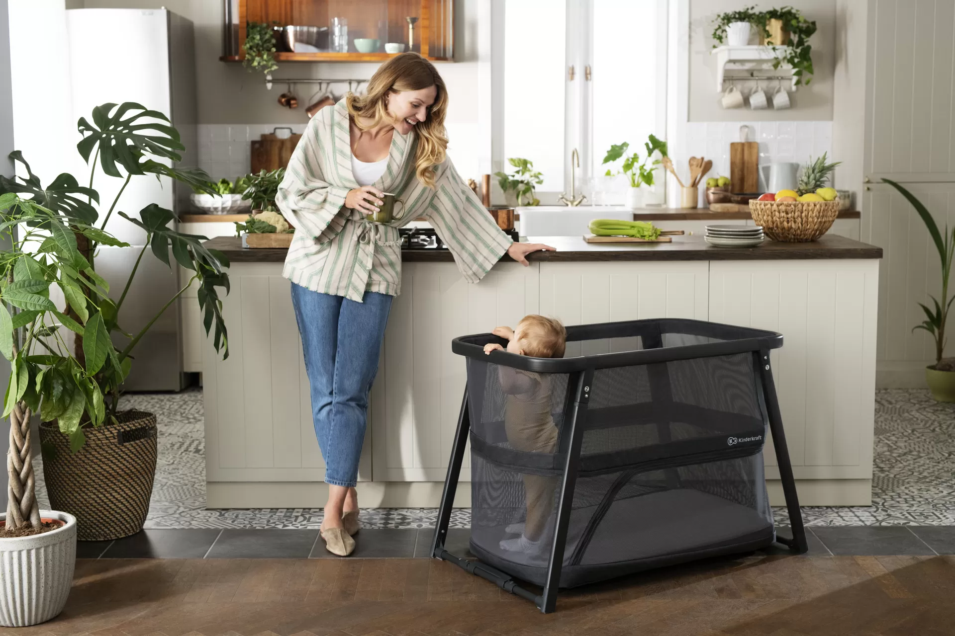 Patut de calatorie kinderkraft sofi plus, 4 in 1, grey, varsta de la 0 luni la 3 ani [4]
