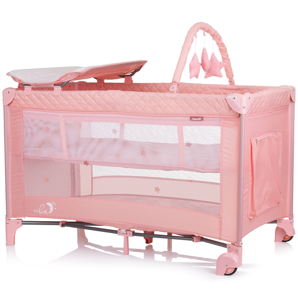 Patut pliabil cu saltea de infasat Chipolino Luna flamingo [2]