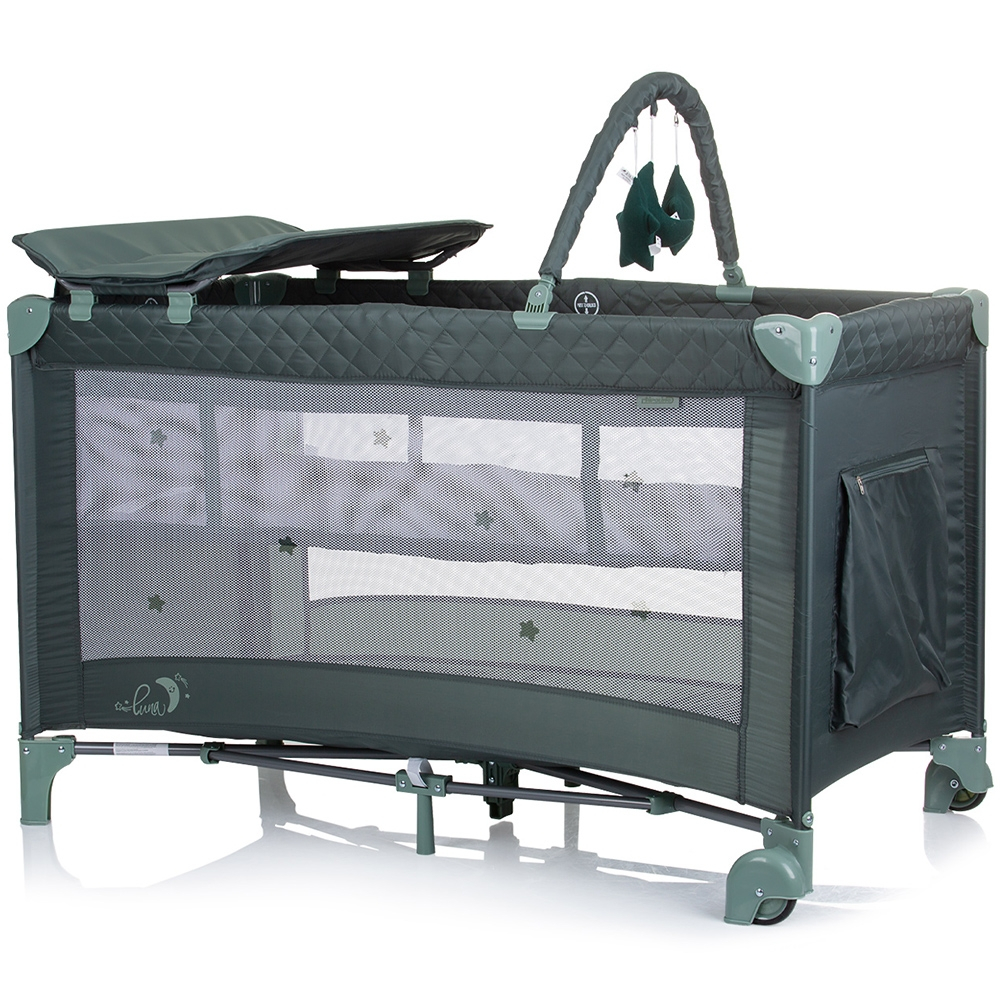 Patut pliabil cu saltea de infasat Chipolino Luna pastel green [2]
