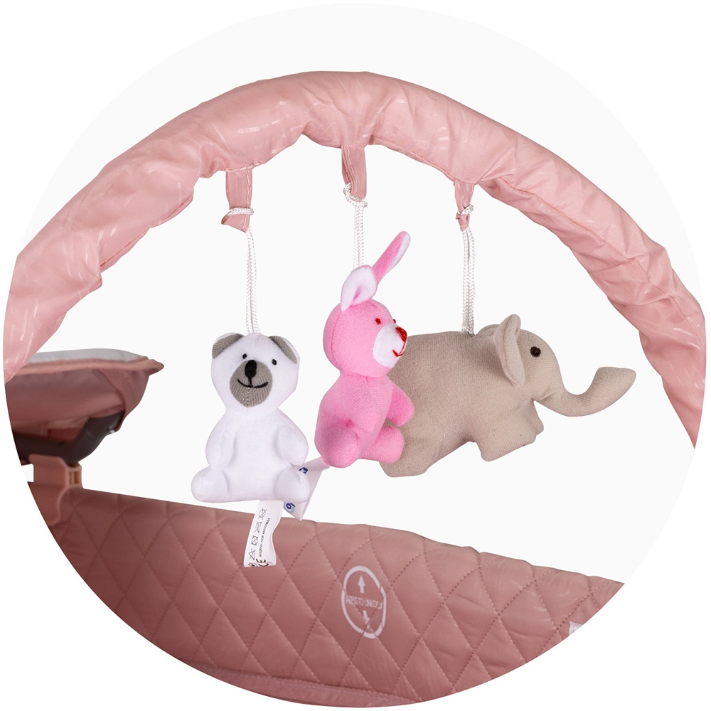 Patut pliabil cu saltea de infasat Chipolino Luna pink marshmallow [3]