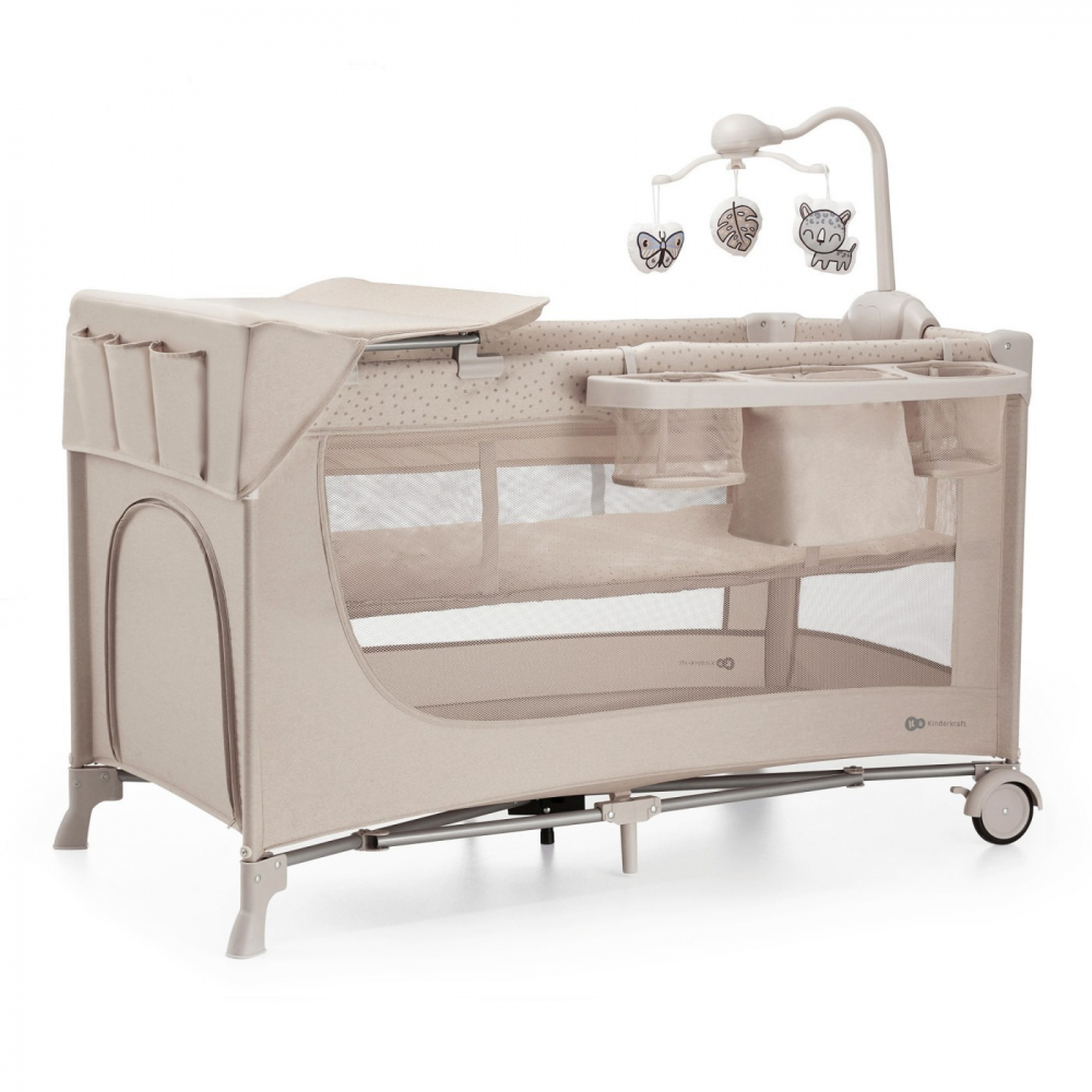 Patut travel kinderkraft joy2, cu accesorii, beige, varsta de la 0 luni la 3 ani [5]
