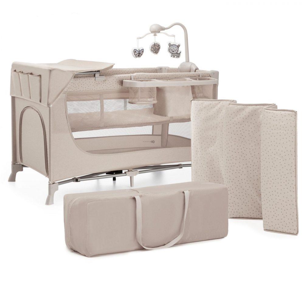 Patut travel kinderkraft joy2, cu accesorii, beige, varsta de la 0 luni la 3 ani [2]