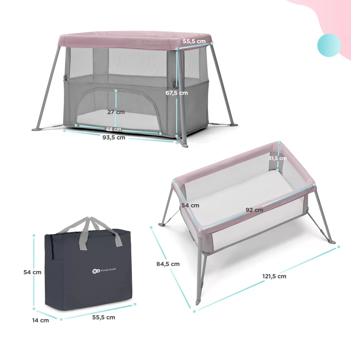 Patut travel kinderkraft movi, pink, varsta de la 0 luni la 3 ani [8]