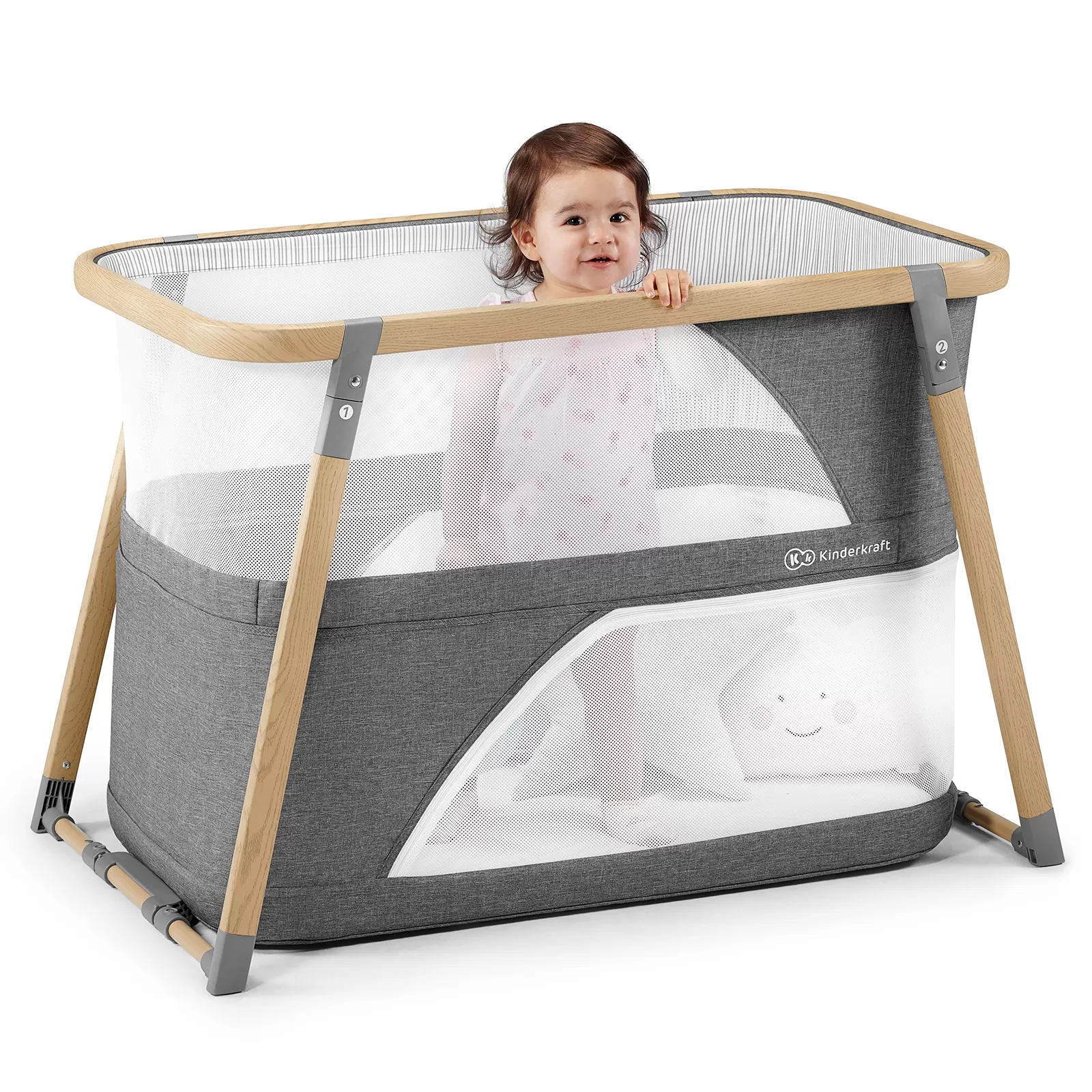 Patut travel kinderkraft sofi, 4 in 1, grey, varsta de la 0 luni la 3 ani [5]