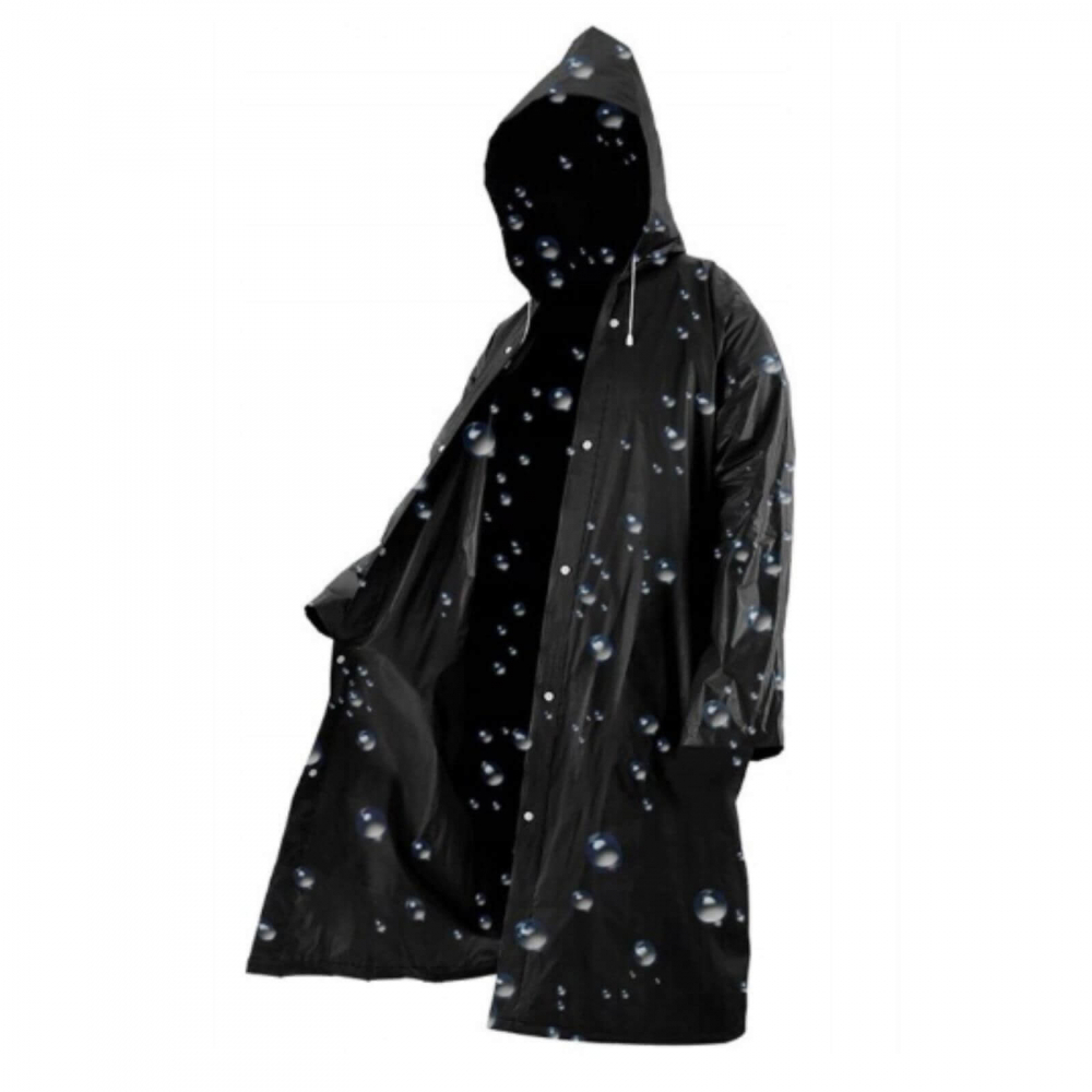 Pelerina de ploaie oversize cu gluga si capse, EVA, neagra, 145x70 cm [12]