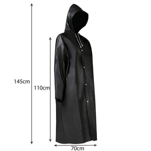 Pelerina de ploaie oversize cu gluga si capse, EVA, neagra, 145x70 cm [10]