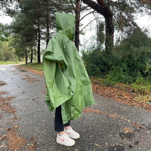 Pelerina de ploaie poncho impermeabila, universala, PVC, verde, 127x100 cm [4]