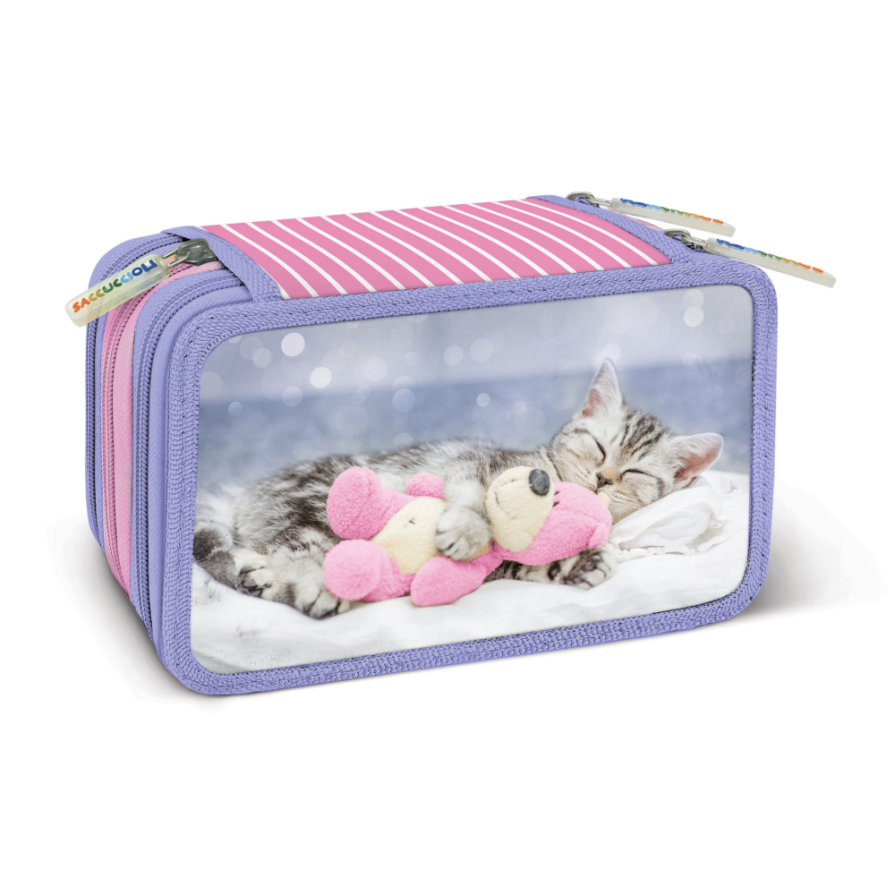 Penar echipat - Animale cu 3 fermoare (18 markere si 18 creioane colorate) - 13 x 20 x 6.5 cm (12 buc/display), copii varsta 3 ani+,6 ani+,8 ani+ [3]