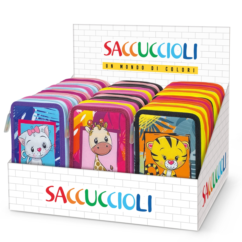 Penar echipat - Colectia Puppies cu 3 fermoare (18 markere si 18 creioane colorate) - 13 x 20 x 6.5 cm (12buc/display), copii varsta 3 ani+,6 ani+,8 ani+ [1]