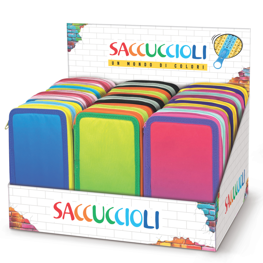 Penar echipat - Color Block cu 3 fermoare (18 markere si 12 creioane colorate) - 13 x 20 x 6.5 cm (12 buc/display), copii varsta 3 ani+,6 ani+,8 ani+ [1]