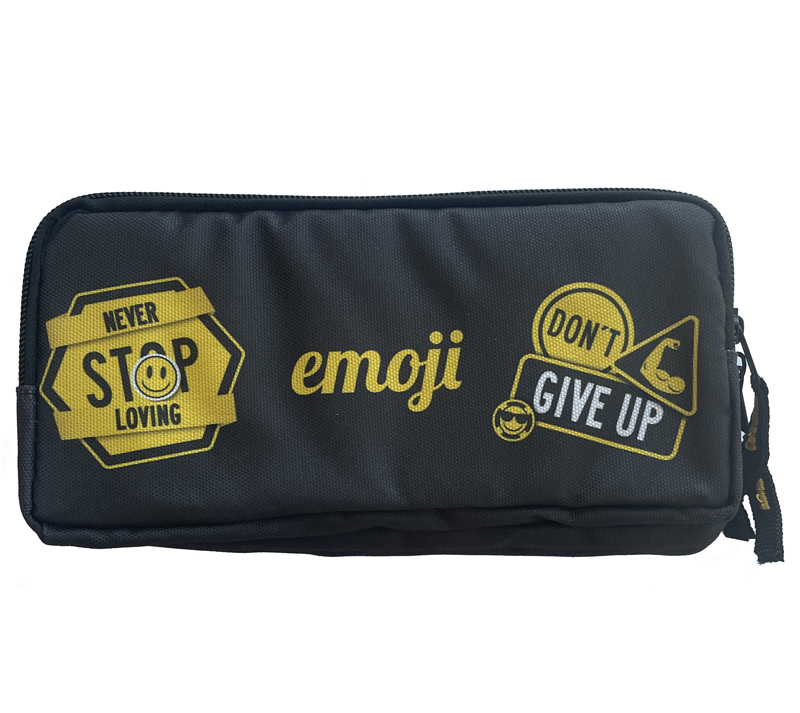 Penar etui dreptunghiular 3 fermoare negru emoji pigna [2]