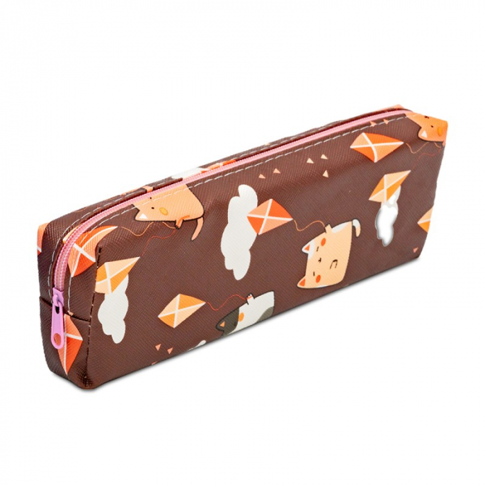 Penar neechipat, 1 fermoar, Pisica, diverse culori, textil, 20 x 6 x 3 cm [2]