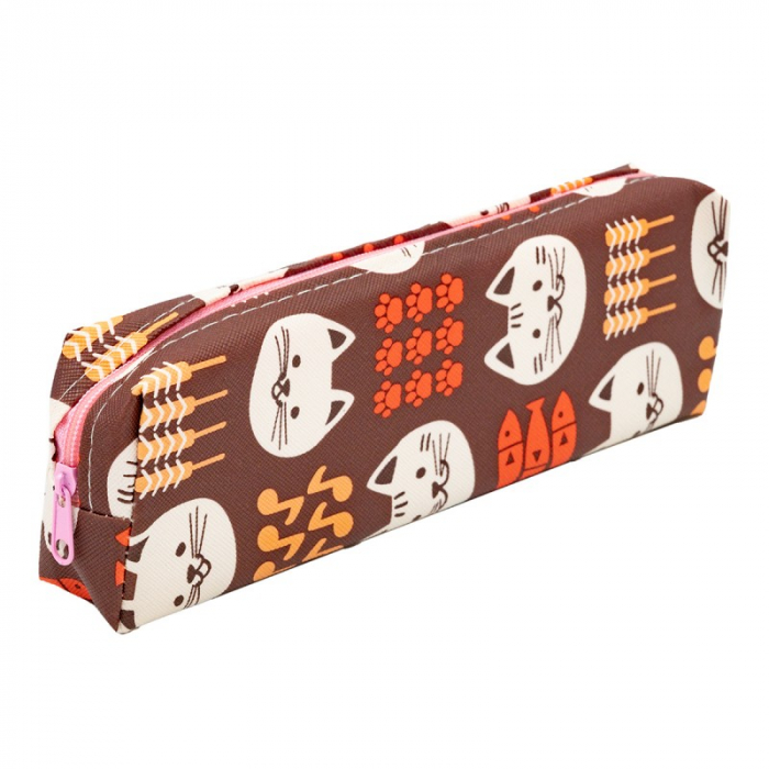 Penar neechipat, 1 fermoar, Pisica, diverse culori, textil, 20 x 6 x 3 cm [3]