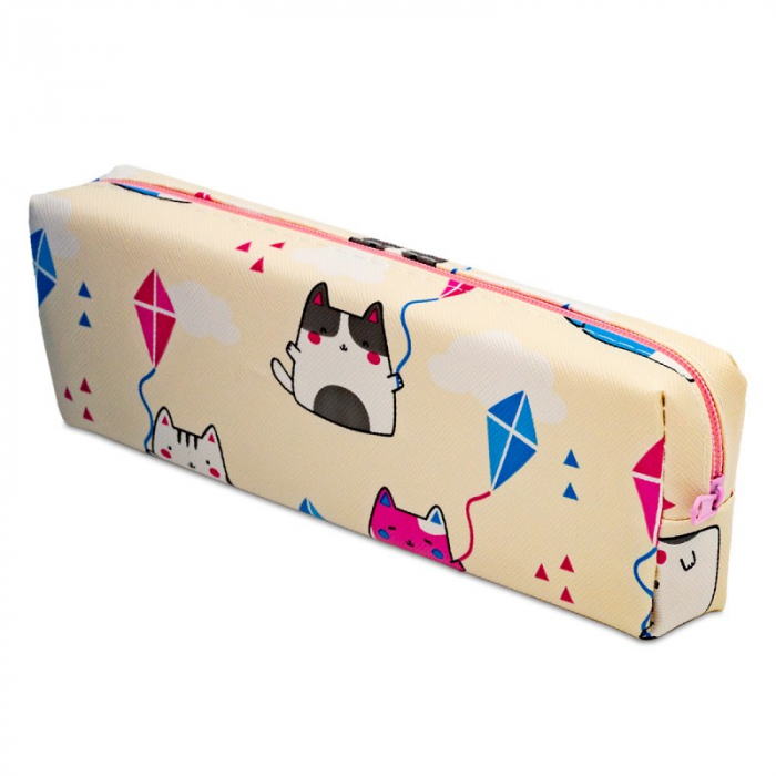 Penar neechipat, 1 fermoar, Pisica, diverse culori, textil, 20 x 6 x 3 cm [4]