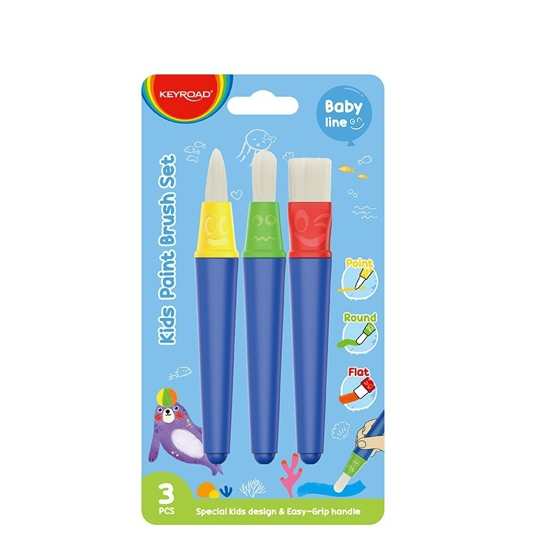 Pensule bebelusi cu rezervor, varf rotund lat, set 3 buc Keyroad Baby Line – pictura copii [2]