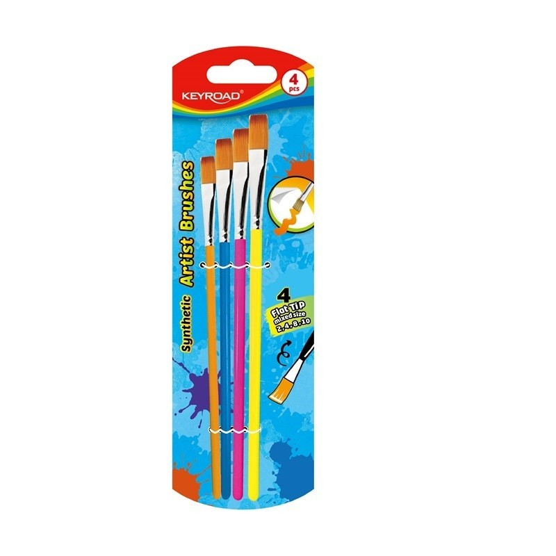 Pensula Keyroad Artist Brushes KR972033, varf lat, nr. 2,4,8,10, blister 4 buc [2]
