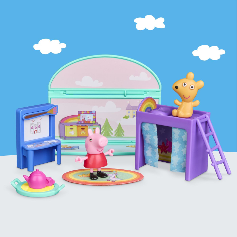 Peppa pig set de joaca dormitorul lui peppa cu figurine si si accesorii copii varsta 3 ani - 7 ani [6]