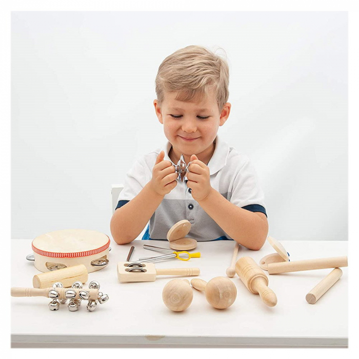 Percussion Set, 10 instrumente din lemn, TickiT [3]