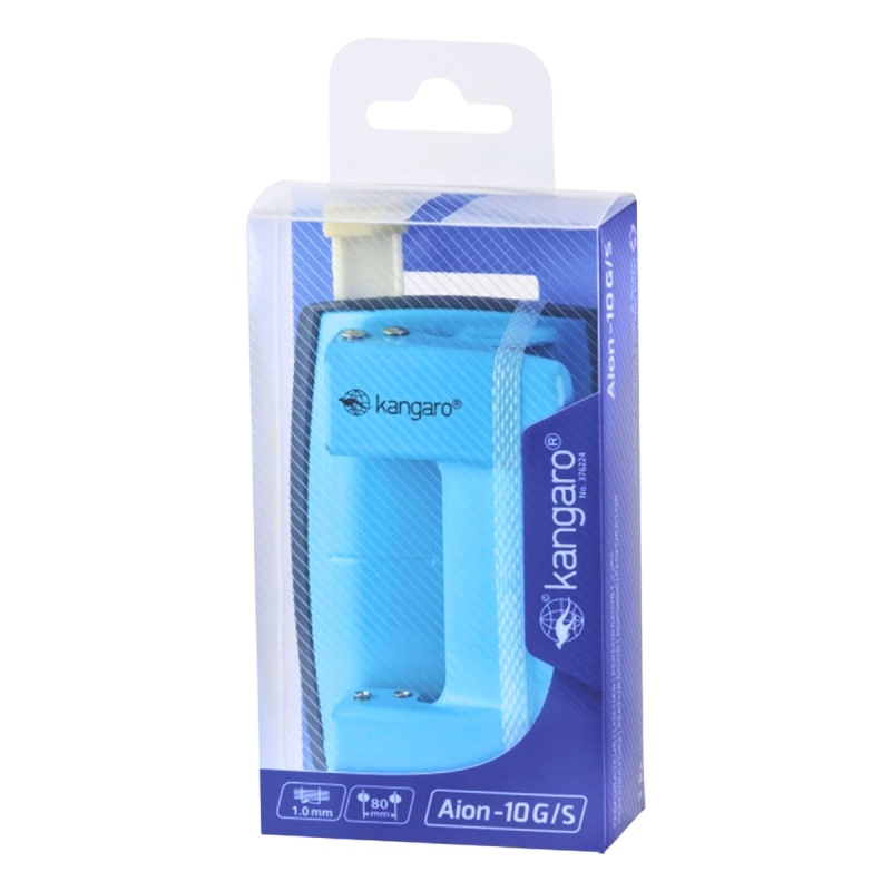Perforator Kangaro AION-10G/S, 10 coli, metalic, albastru turqoise, blister [3]